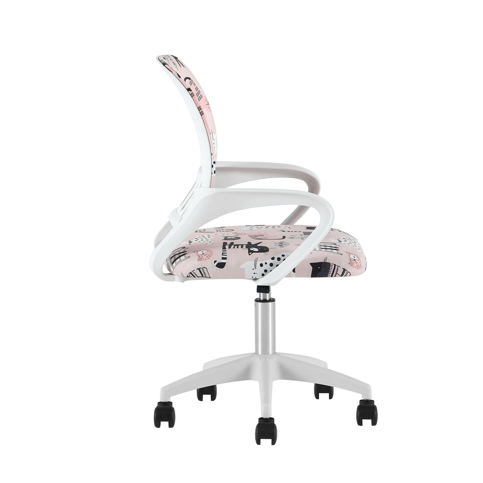 Фото №4  Кресло офисное TopChairs Simple SN Junior принт Pink Cats пластик белый