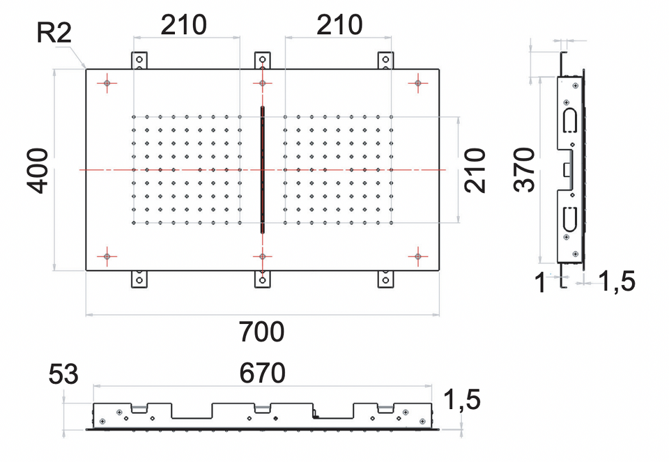 Фото №2  Верхний душ потолочный 70х40 см Remer 357SFR7040C