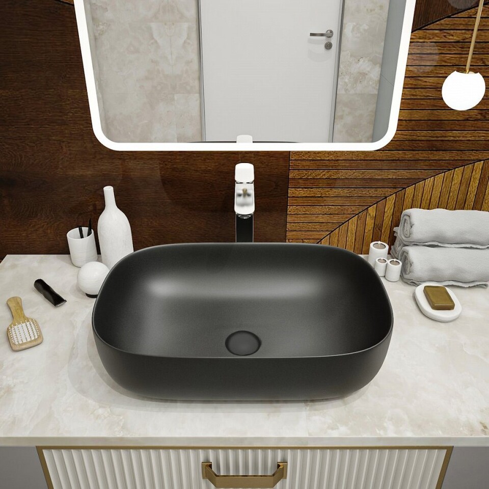 Фото №13  Раковина Teymi Раковина Solli 60 artceramic, накладная, Черная Матовая T50397