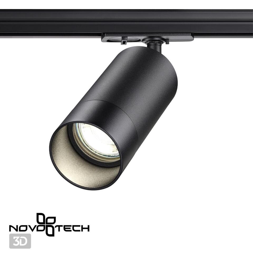 Фото №4  NOVOTECH 370861 PORT NT22 202 черный Светильник трековый однофазный двухжильный IP20 GU10 9W 220V SLIM
