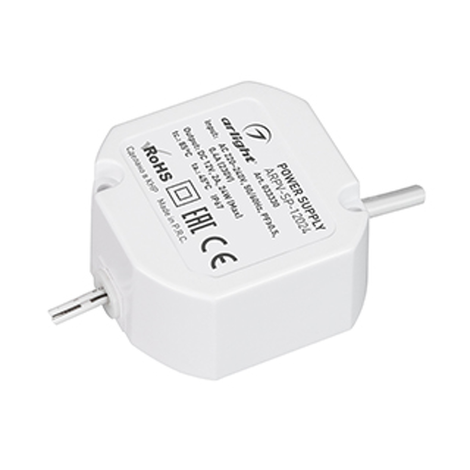 Фото №1  Arlight Блок питания ARPV-SP-12024 (12V, 2A, 24W) ( IP67 Пластик, 5 лет)