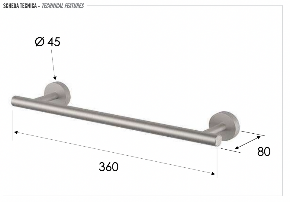 Фото №2  Полотенцедержатель 30 см Remer INOX SSXI40L30, нержавеющая сталь