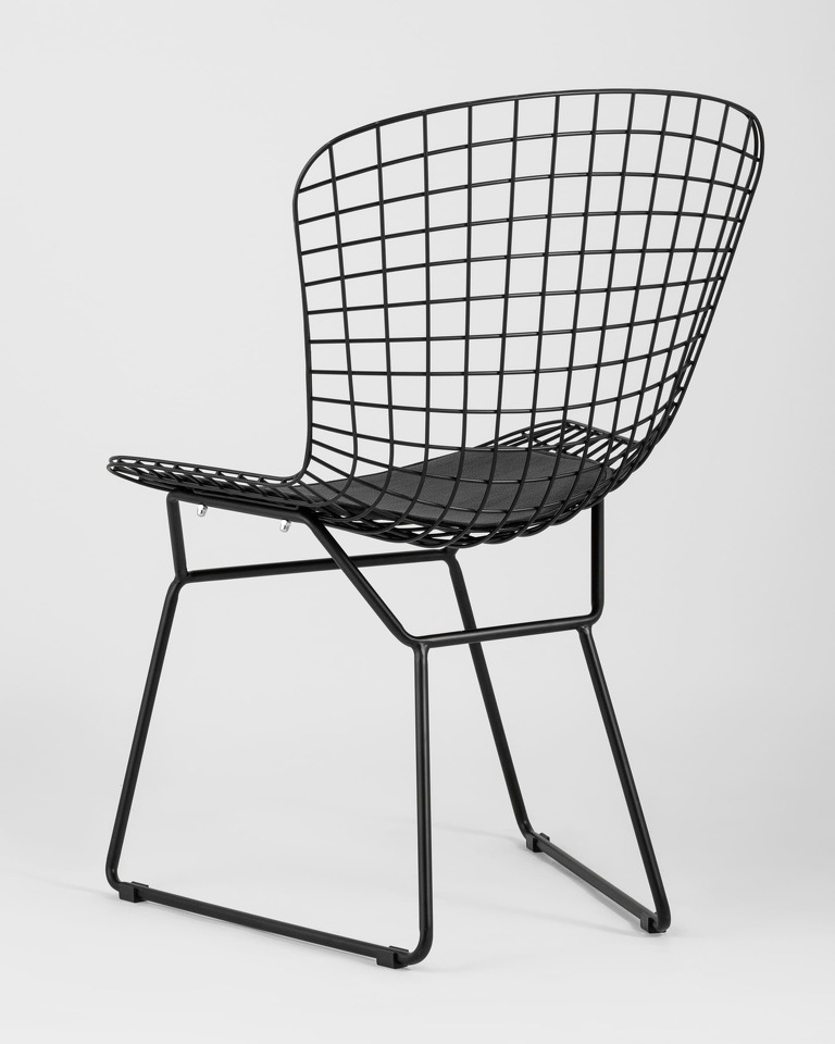 Фото №10  Стул обеденный Bertoia черный с черной подушкой 4 шт