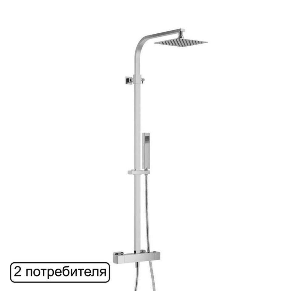 Фото №4  EXCELLENT Термостатическая душевая система наружного монтажа Rain Termo Square ARAC.SY.108CR (хром)