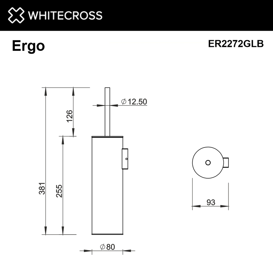 Фото №2  Ершик подвесной WHITECROSS Ergo ER2272GLB (брашированное золото)