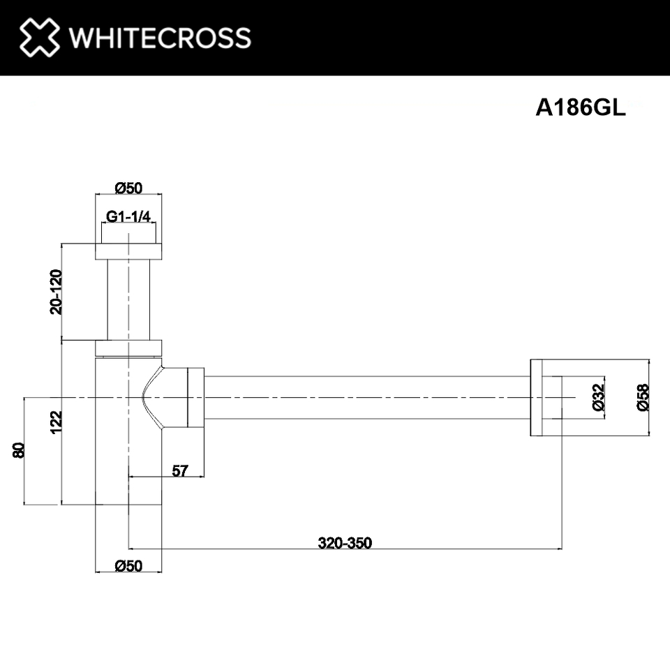 Фото №2  Сифон для умывальника декоративный WHITECROSS A186GL (золото)