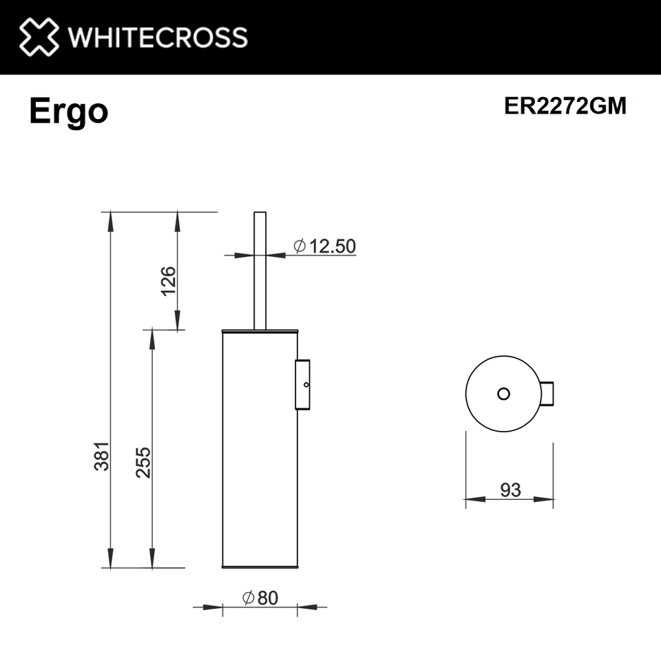 Фото №2  Ершик подвесной WHITECROSS Ergo ER2272GM (оружейная сталь)