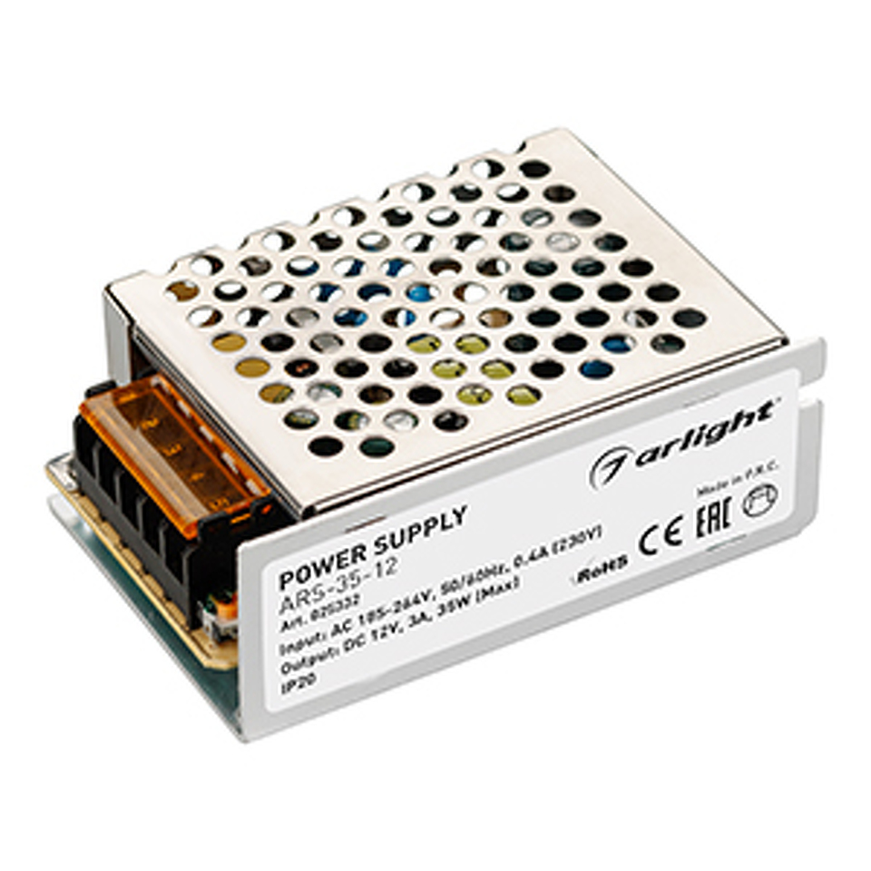 Фото №1  Arlight Блок питания ARS-35-12 (12V, 3A, 35W) ( IP20 Сетка, 2 года)