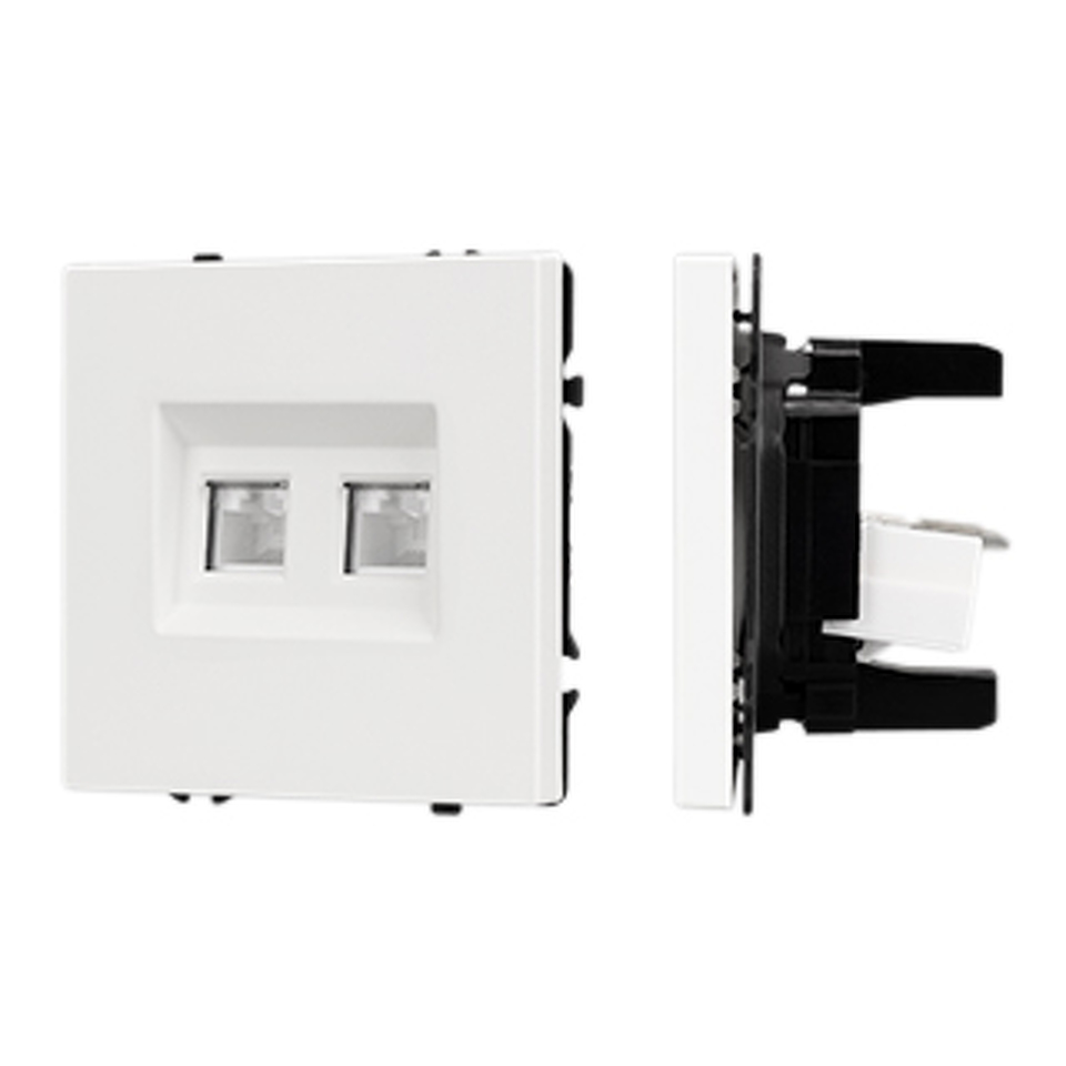 Фото №1  Розетка Arlight Механизм сдвоенной компьютерной розетки SCT-NOBE-MPC2-SFPL-WH (RJ-45, CAT6) ( Белый кварц)
