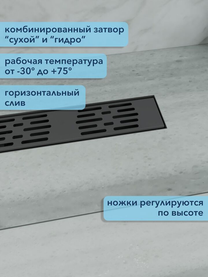 Фото №4  Watersense Jessie 10х60 c решеткой черный
