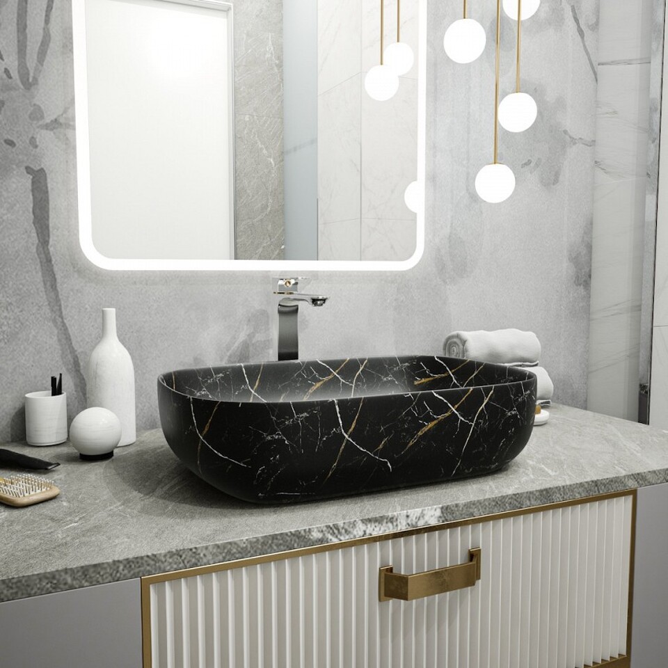 Фото №13  Раковина Teymi Раковина Solli 60 artceramic, накладная, Черный Мрамор T50399