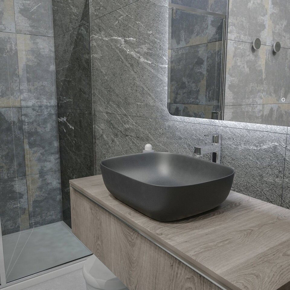 Фото №13  Раковина Teymi Раковина Solli 50 artceramic, накладная, Графит Матовая T50391