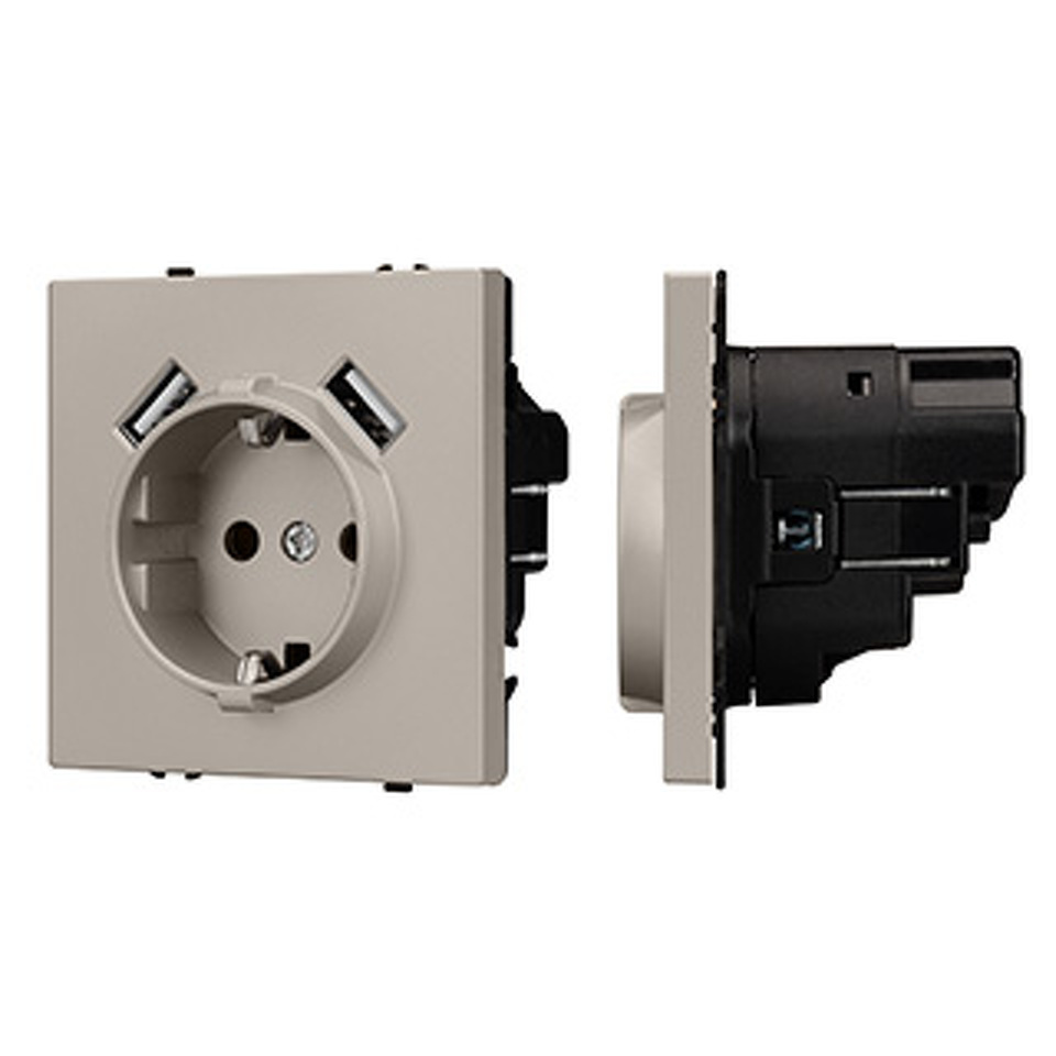 Фото №1  Розетка Arlight Механизм розетки с USB зарядкой SCT-NOBE-MUAA-SFPL-CA (230V, 16A) ( Кашемир)