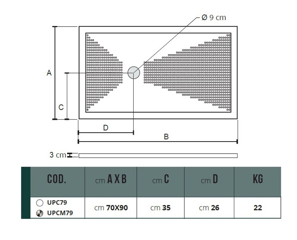 Фото №9  UPC79 / UPCM79 Althea душевой поддон 70х90, 3 см  Матовый бежевый Plus-Ton®