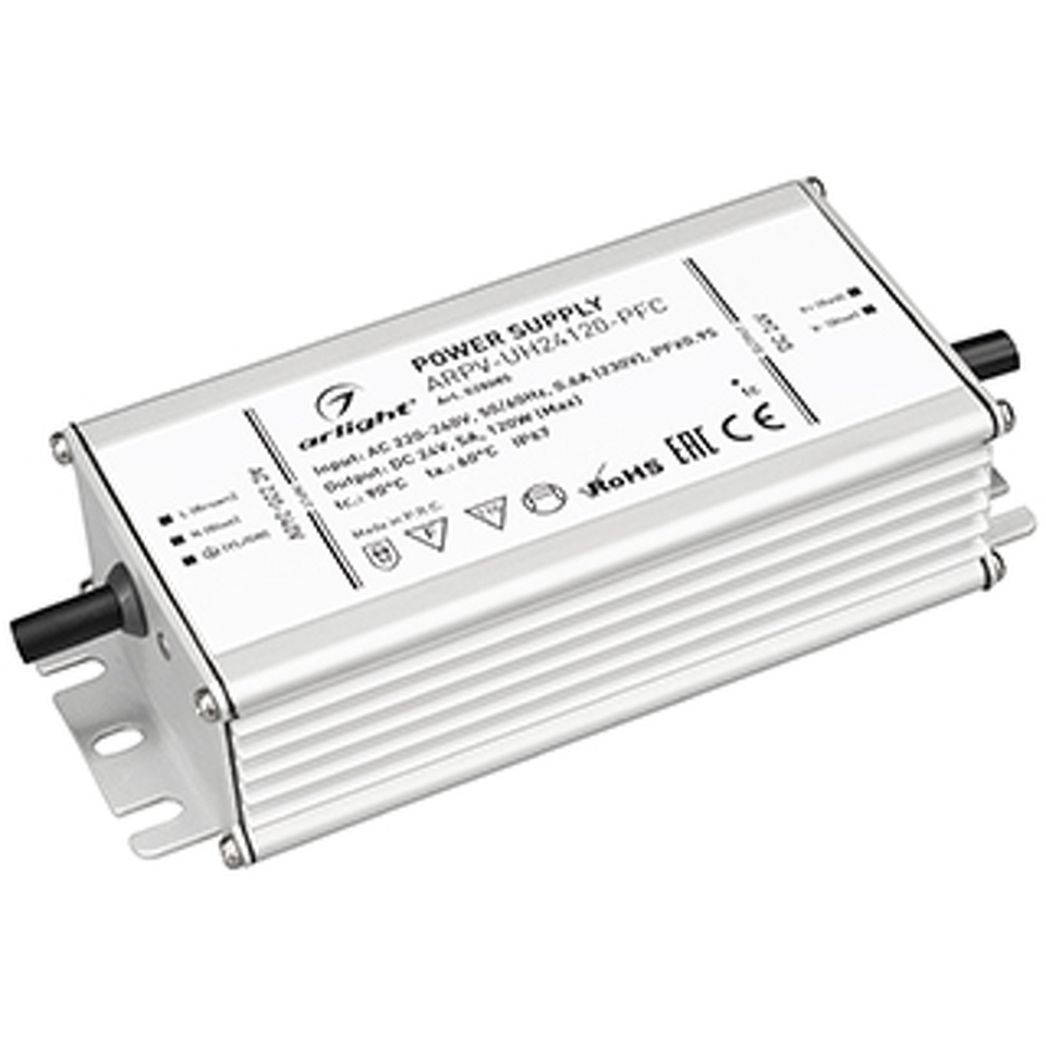 Фото №1  Arlight Блок питания ARPV-UH24120-PFC (24V, 5.0A, 120W) ( IP67 Металл, 7 лет)