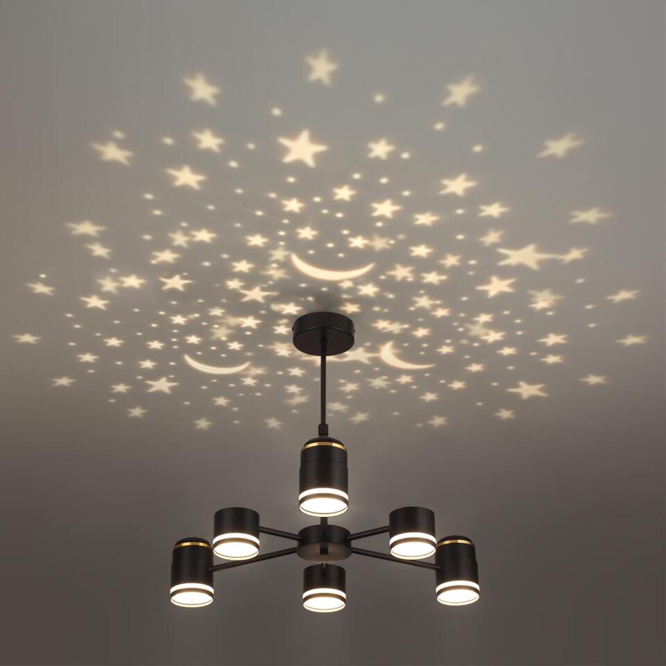 Фото №12  Люстра LUMION 8234/6C COMFI LN25 000 черный, металл/акрил Люстра потолочная GX53 LED 6*10W + LED-проектор 3*5W 2700К 220V VIRSAVA