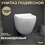 Превью фото №1  Унитаз Teymi Унитаз подвесной Lina Pro безободковый, сиденье Дюропласт микролифт T40106