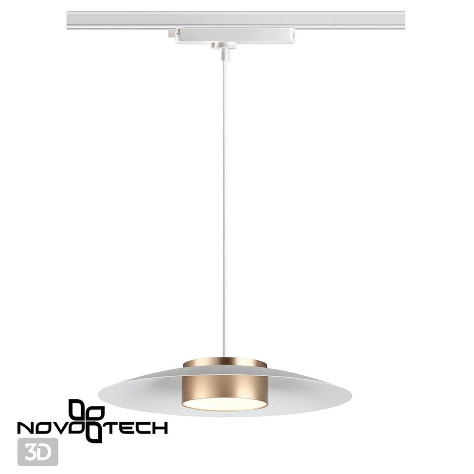 Фото №9  NOVOTECH 358896 PORT NT22 216 белый/золото Светильник трековый однофазный трехжильный, провод 1м IP20 LED 4000К 18W 220-240V PILZ