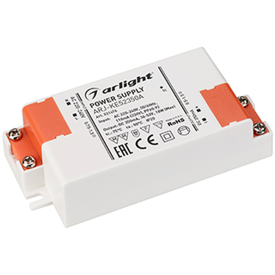 Фото №1  Arlight Блок питания ARJ-KE52350A (18W, 350mA, PFC) ( IP20 Пластик, 5 лет)