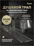 Превью фото №2  Teymi Душевой трап Lori под плитку, с гидрозатвором, горизонтальный выпуск 10х50, нержавеющая сталь T90383