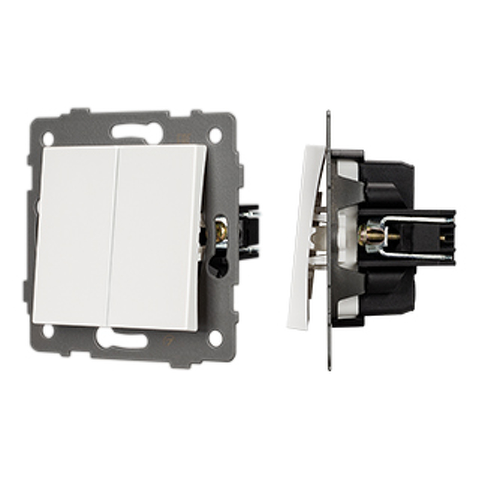 Фото №1  Arlight Механизм выключателя двухклавишный непроходной SWT-MK02-PL-WH-V (250V, 10A) ( -)