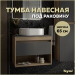 Превью фото №1  Teymi Тумба подвесная Ritta 65, ящик с доводчиком, цвет дуб эврика/графит матовый