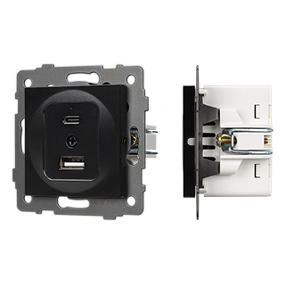 Фото Arlight Механизм USB розетки SCT-MUAC-PL-BK-V (5V, 3A, QC4) ( -)