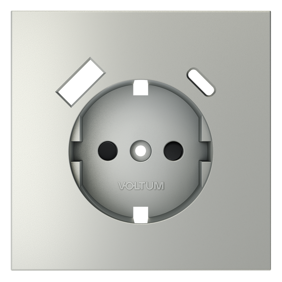 Фото №3  VOLTUM Накладка для розетки с заземлением и защитными шторками, с USB A+C, S70 (сталь)