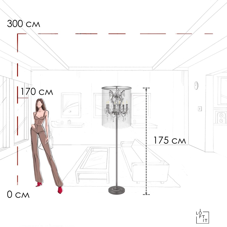 Фото №13  Торшер 10450F Торшер LOFT IT Vaille Crystal