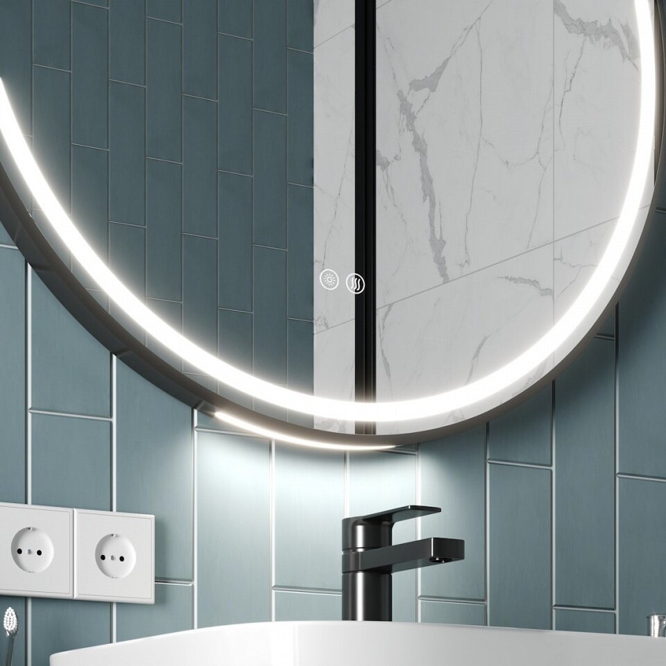 Фото №32  Watersense Зеркало Lina Supernova Black D80, LED подсветка, сенсор, антипар T20124