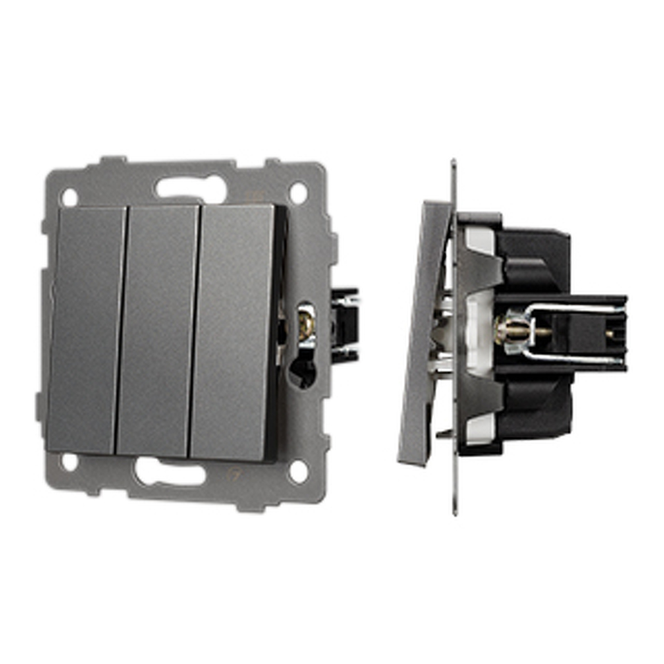 Фото №1  Arlight Механизм выключателя трехклавишный непроходной SWT-MK03-PL-GR-V (250V, 10A) ( -)