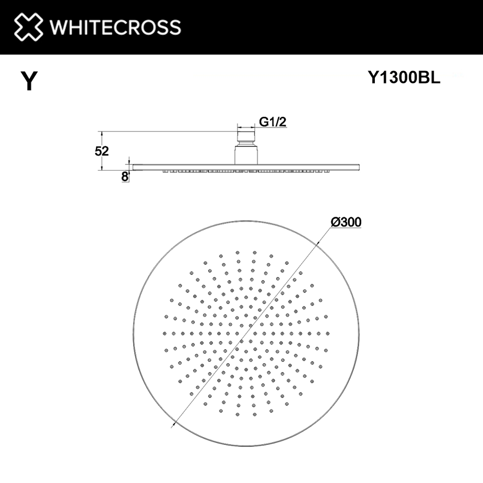 Фото №2  Верхний душ WHITECROSS D=30 см Y1300BL (черный мат)