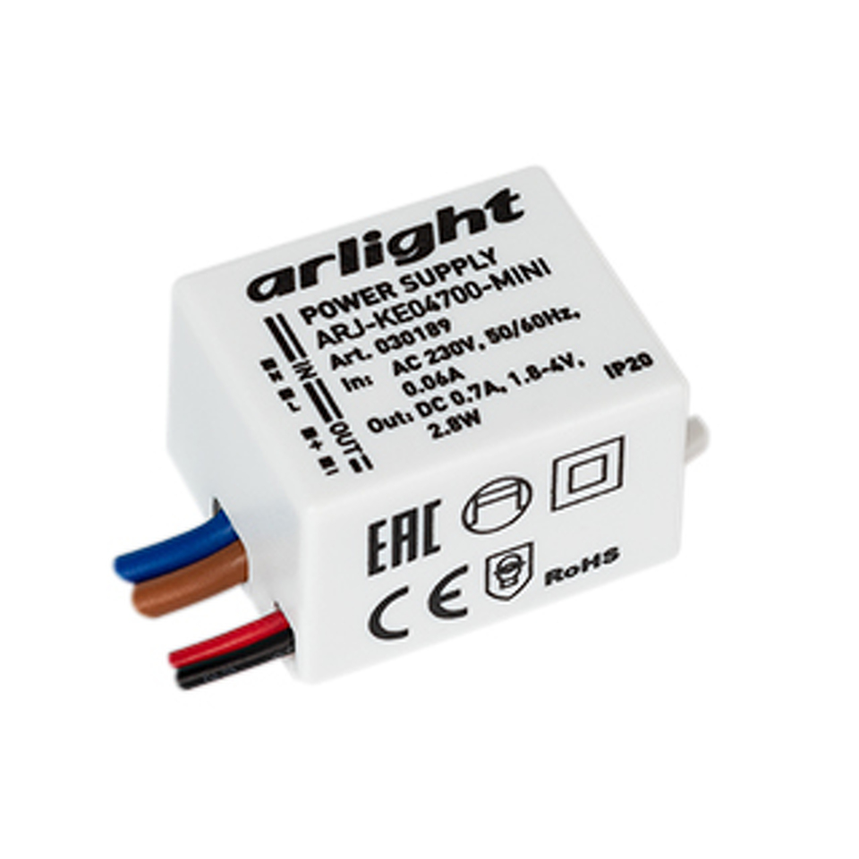 Фото №1  Arlight Блок питания ARJ-KE04700-MINI (2.8W, 700mA) ( IP20 Пластик, 5 лет)