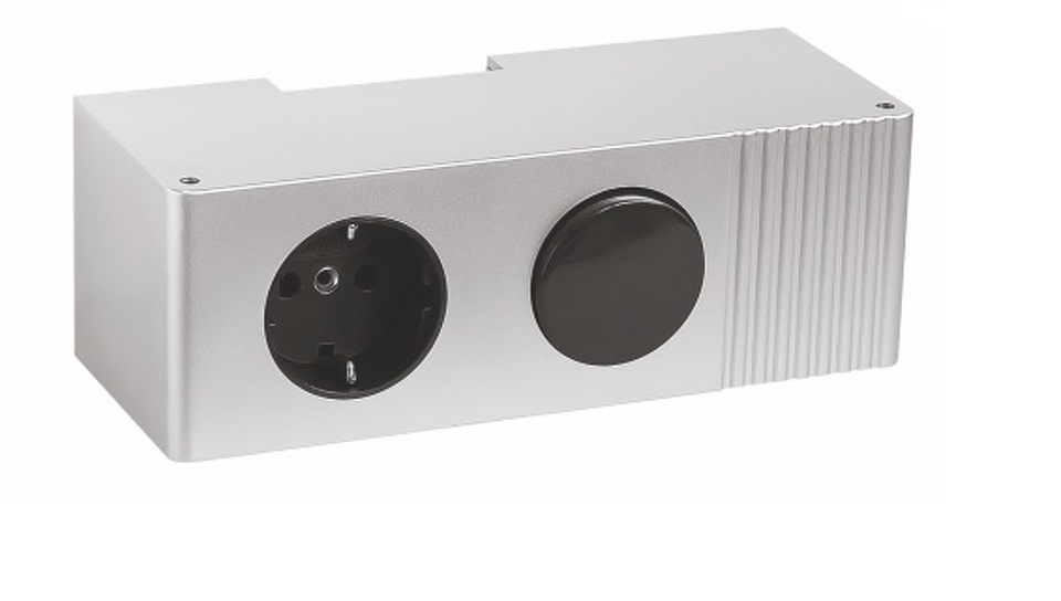 Фото №1  Furnika Блок EUROBOX (розетка и выключатель), алюминий