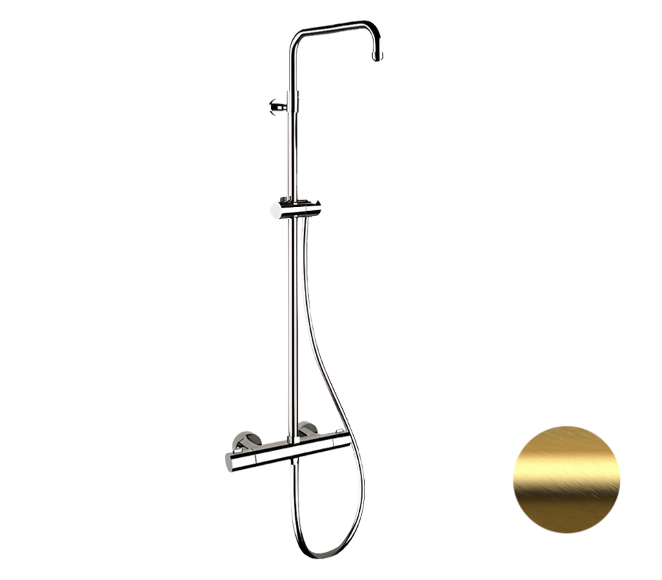 Фото №2  Душевая система термостатическая Remer Elegance EQ32ASSDBG, золото брашированное