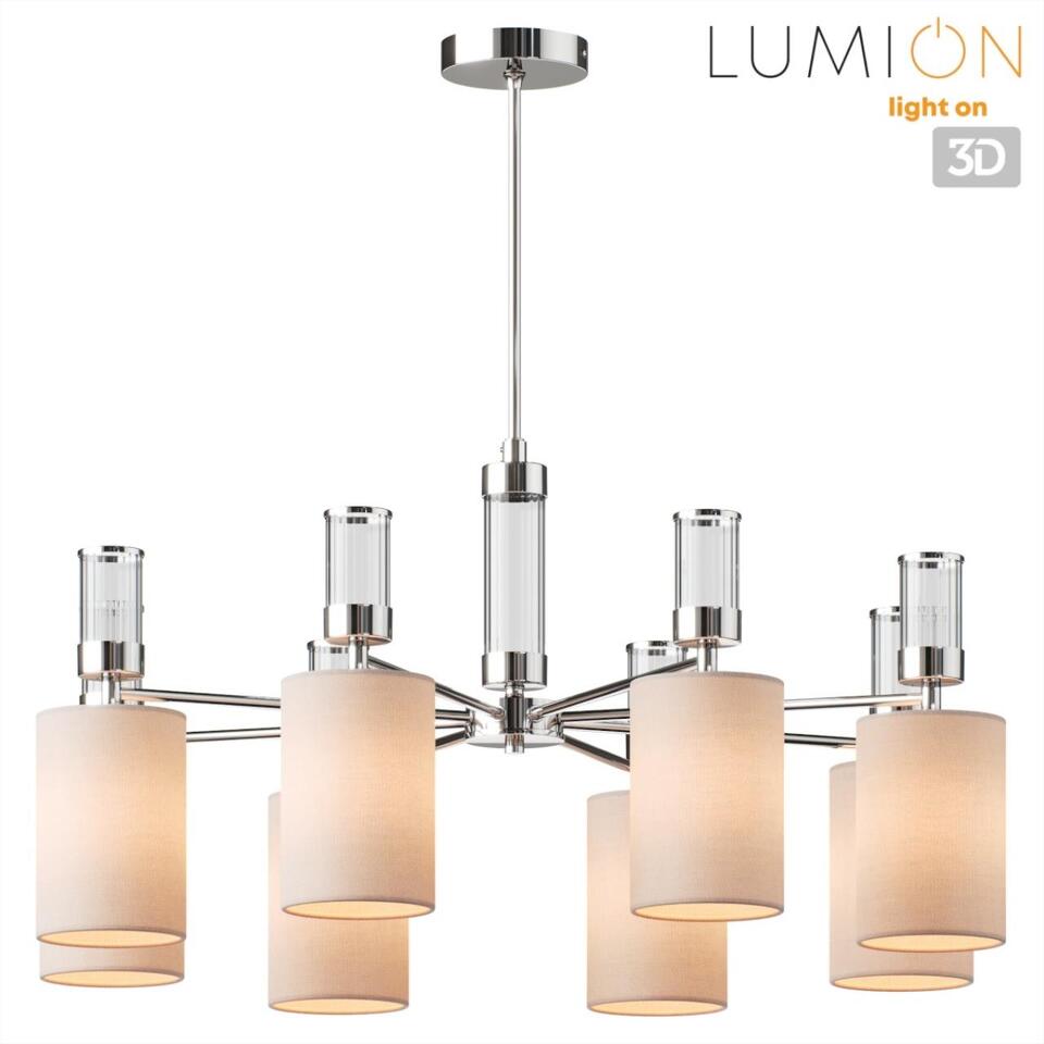 Фото №8  Люстра LUMION 6585/8 MODERNI LN26 059 хром/бежевый, металл/текстиль, стекло Люстра подвесная E14 8*40W 220V ARNIKA