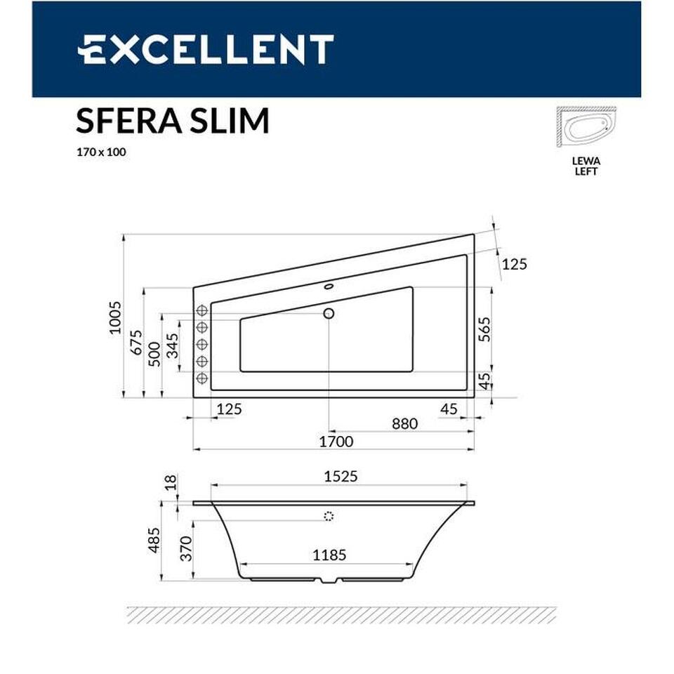 Фото №8  EXCELLENT (РАСПРОДАЖА) Ванна Sfera Slim 170x100 (лев.)