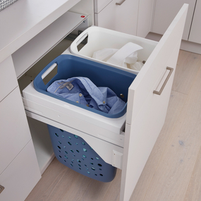 Фото Hailo Система хранения белья LAUNDRY CARRIER 66 л, выдвижной фасад 600 мм, белый/синий