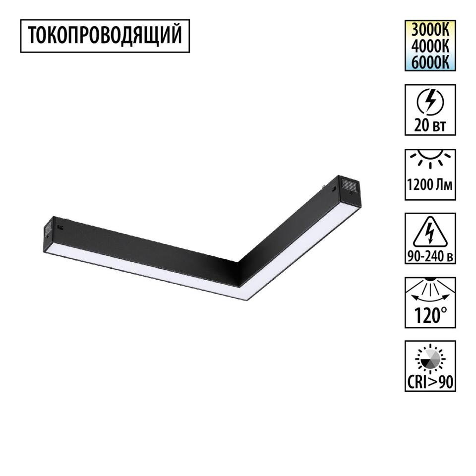 Фото №8  NOVOTECH 359944 PORT NT25 212 черный Трековый светильник с переключ. цв. темпер. IP20 LED 20W 3000К\4000К\6000К 90-240V VECTOR
