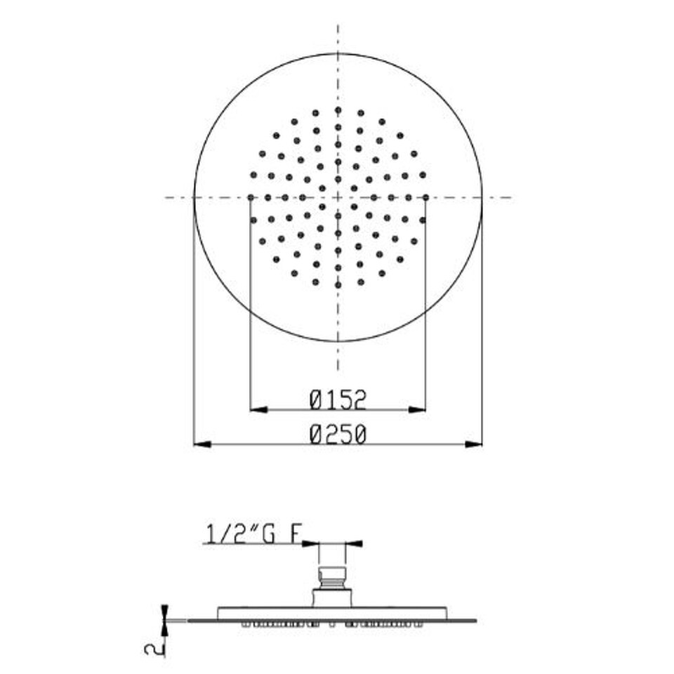 Фото №4  SF093AXX AQUAelite Pop верхний душ, 250 мм Нержавеющая сталь полир., 02Q