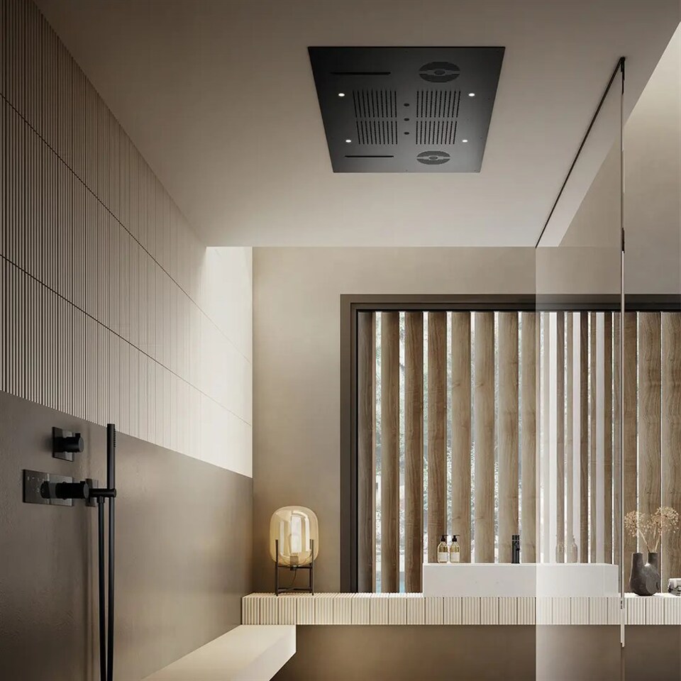 Фото №7  KT035AXX AQUAelite SPA Home верхний душ потолочного крепления с 4-мя режимами, 850x540 мм Нержавеющая сталь шлиф., 03Q/5353