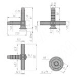 Превью фото №2  ЛОФТ соединитель 4-сторонний с регулируемой опорой, черный (LFCON4SBL)