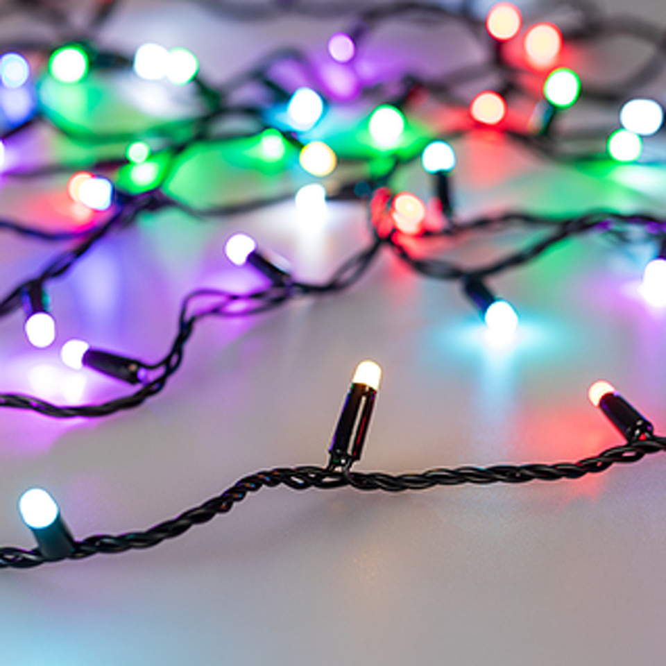 Фото №1  Ardecoled Светодиодная гирлянда ARD-STRING-CLASSIC-20000-BLACK-200LED-MILK-SYNC RGB (230V, 13W) ( IP65)
