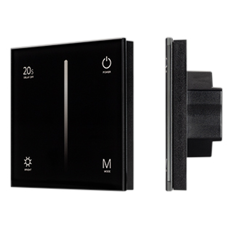 Фото №1  Arlight Панель SMART-P6-DIM-G-IN Black (12-24V, 4x3A, Sens, 2.4G) ( IP20 Пластик, 5 лет)