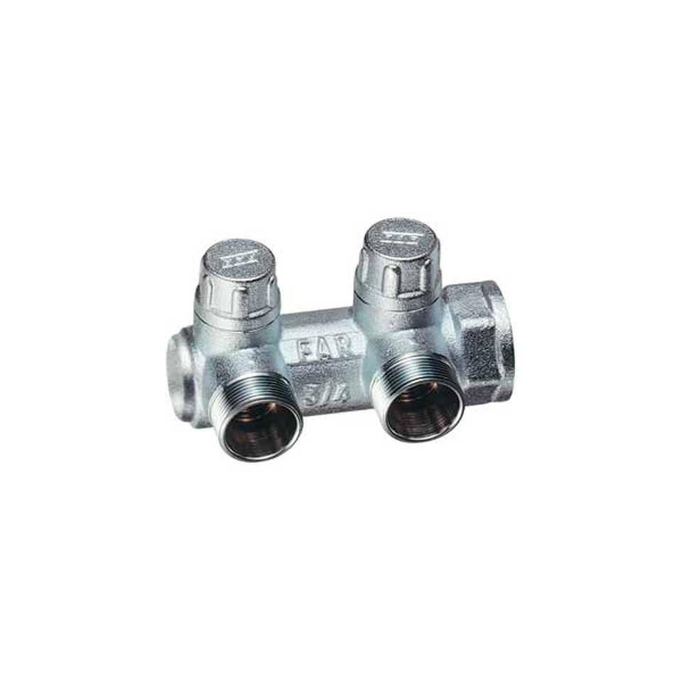 Фото №1  Коллектор FAR хромированный запорный концевой MULTIFAR 3/4х1/2" EU