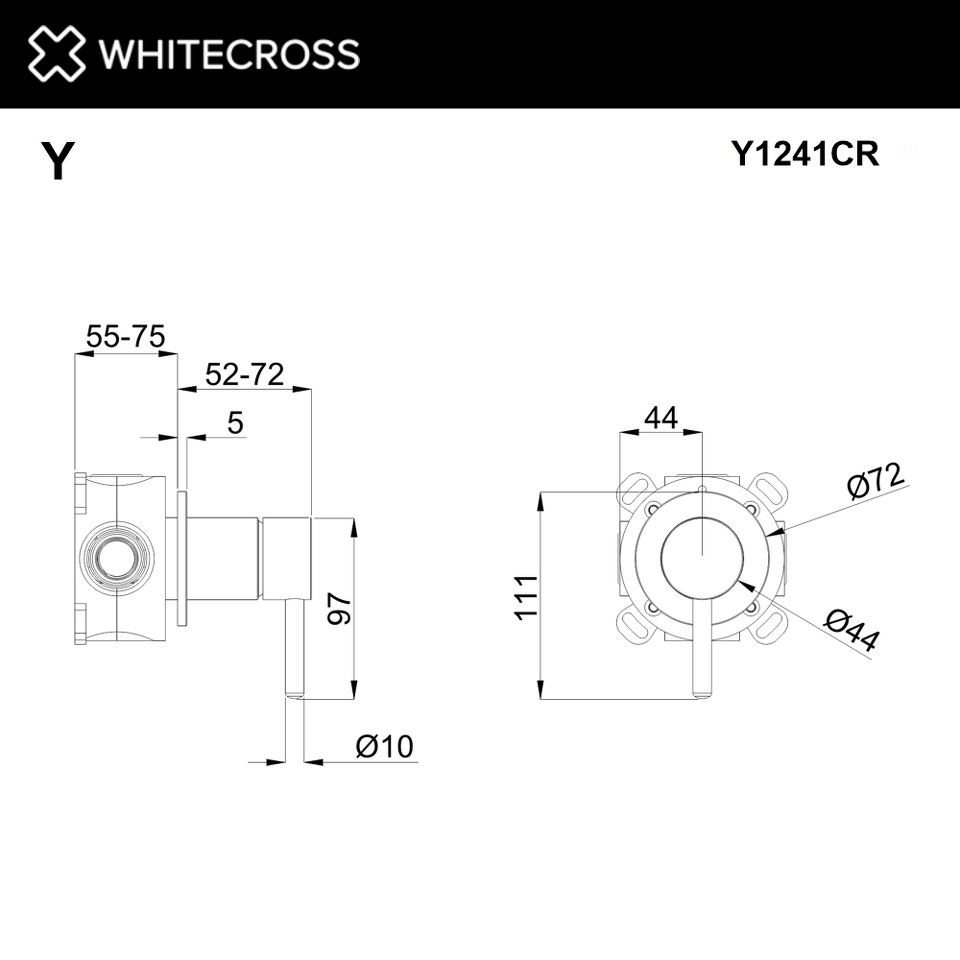 Фото №2  Смеситель скрытого монтажа на 1 потребитель WHITECROSS Y Y1241CR (хром)