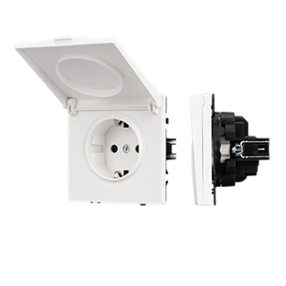 Фото №1  Розетка Arlight Механизм розетки влагозащищённый SCT-NOBE-MCP-SFPL-WH (230V, 16A) ( Белый кварц)