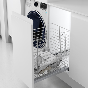 Фото MENAGE CONFORT Корзина RUBI для хранения белья 65 л, выдвижной фасад 450 мм, хром