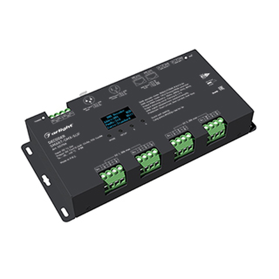 Фото №1  Arlight Декодер SMART-DMX-SUF (12-24V, 12x5A, XLR3, RJ45) ( IP20 Металл, 5 лет)