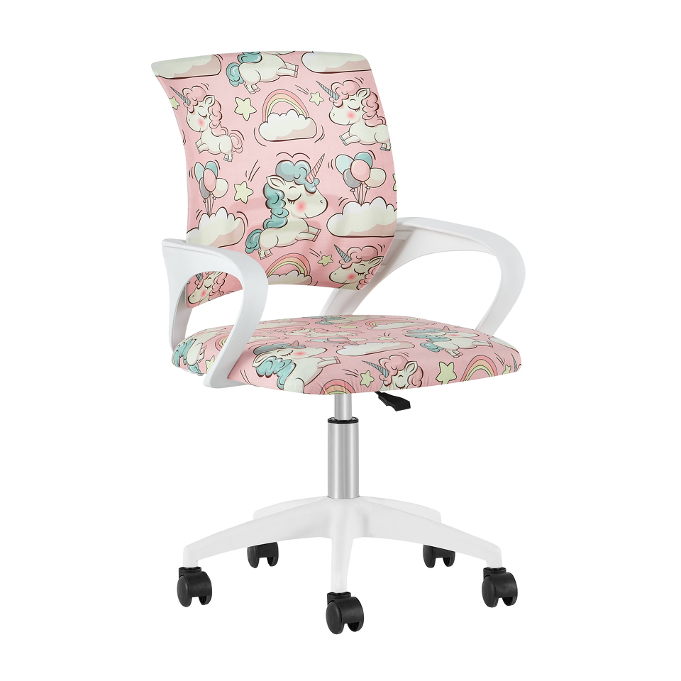 Фото №4  Кресло офисное TopChairs Simple SN Junior принт Unicorns пластик белый